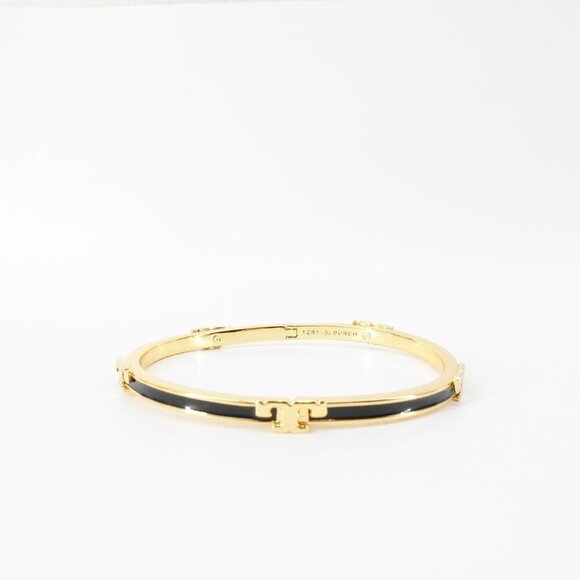 Tory Burch Serif-T Enameled Stackable Bracelet Black OS - Picture 1 of 12